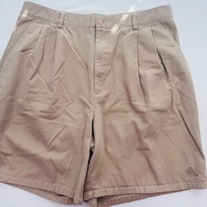 adidas Men’s Beige Chino Shorts, 38W, Vintage, Pleated, EUC